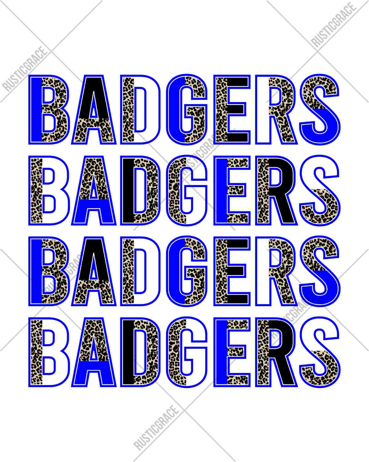 Badgers Repeating Split Lettering DTF Transfer