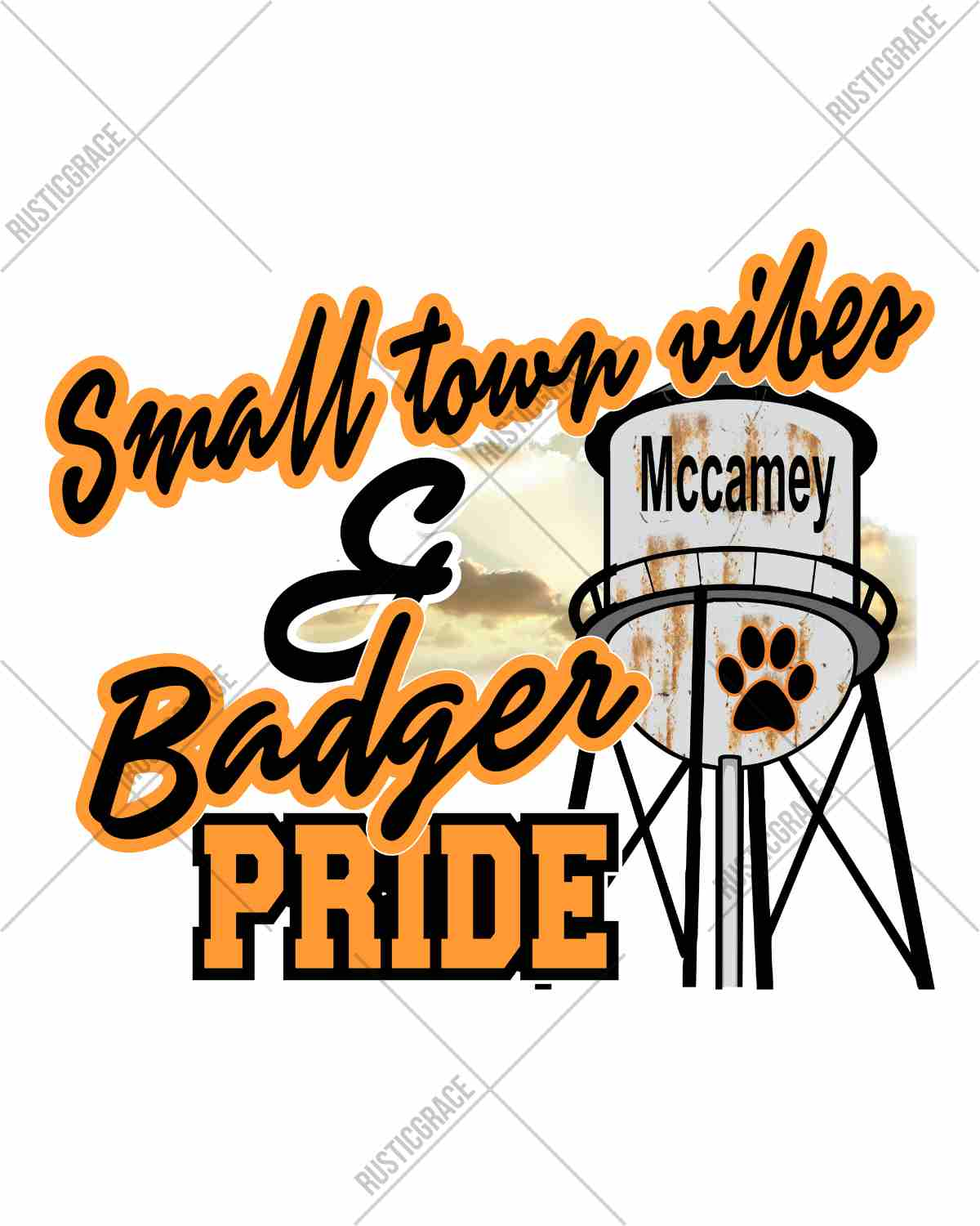 Small Town Vibes & Mccamey Badger Pride DTF Transfer