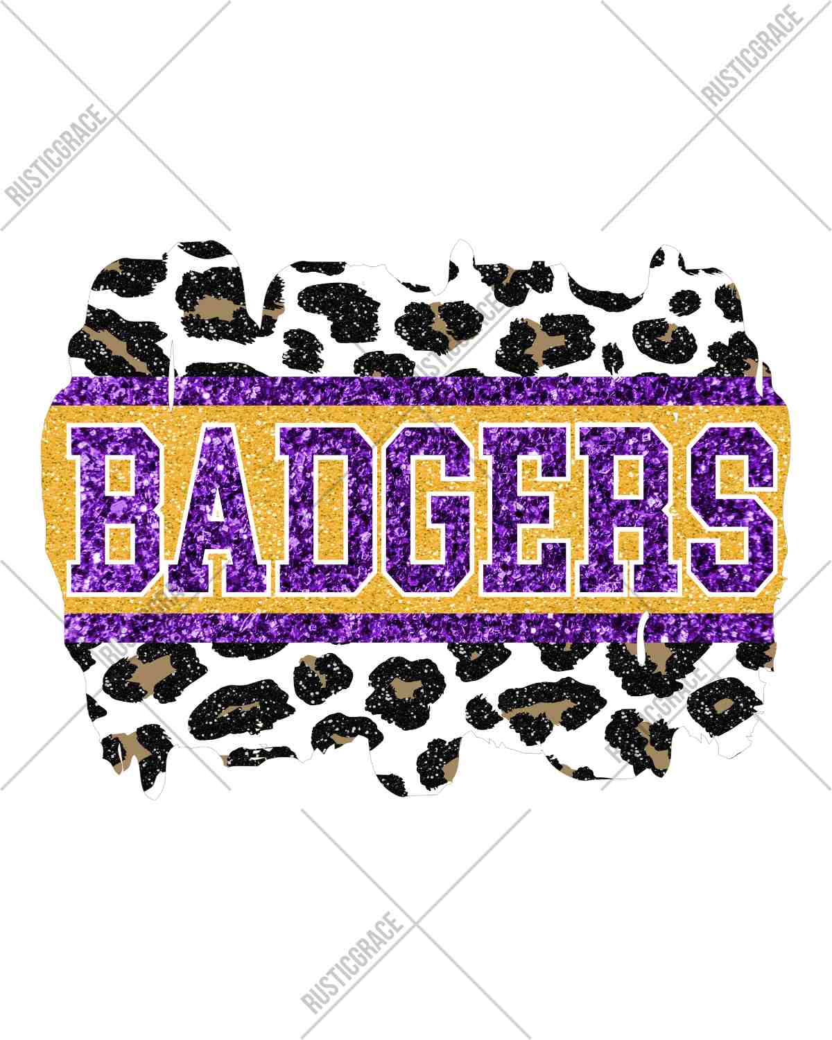 Badgers Leopard Glitter Swash DTF Transfer