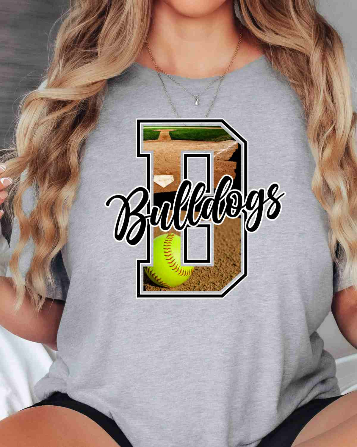 Bulldogs Softball Photo Letter DTF Transfer