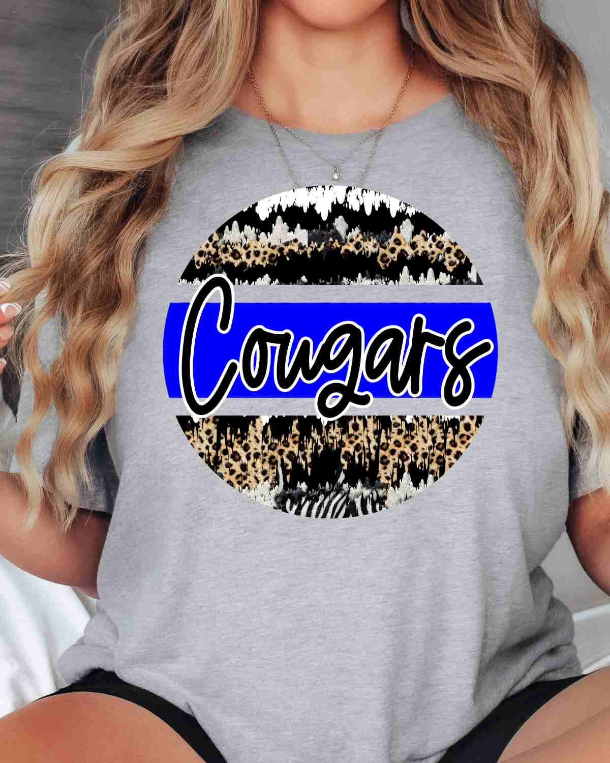 Cougars Leopard Grunge Circle DTF Transfer