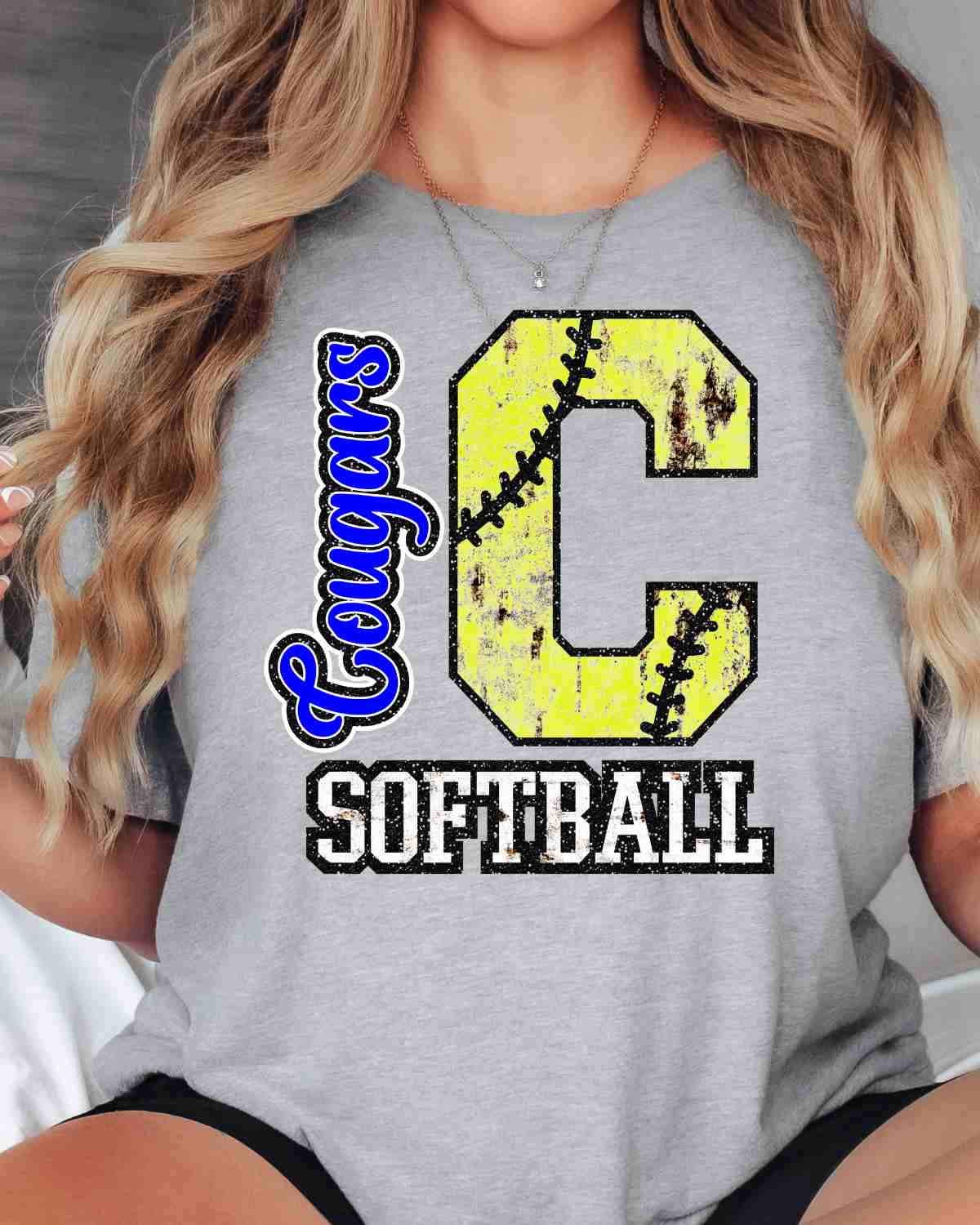 Cougars Softball Rusted Letter DTF Transfer