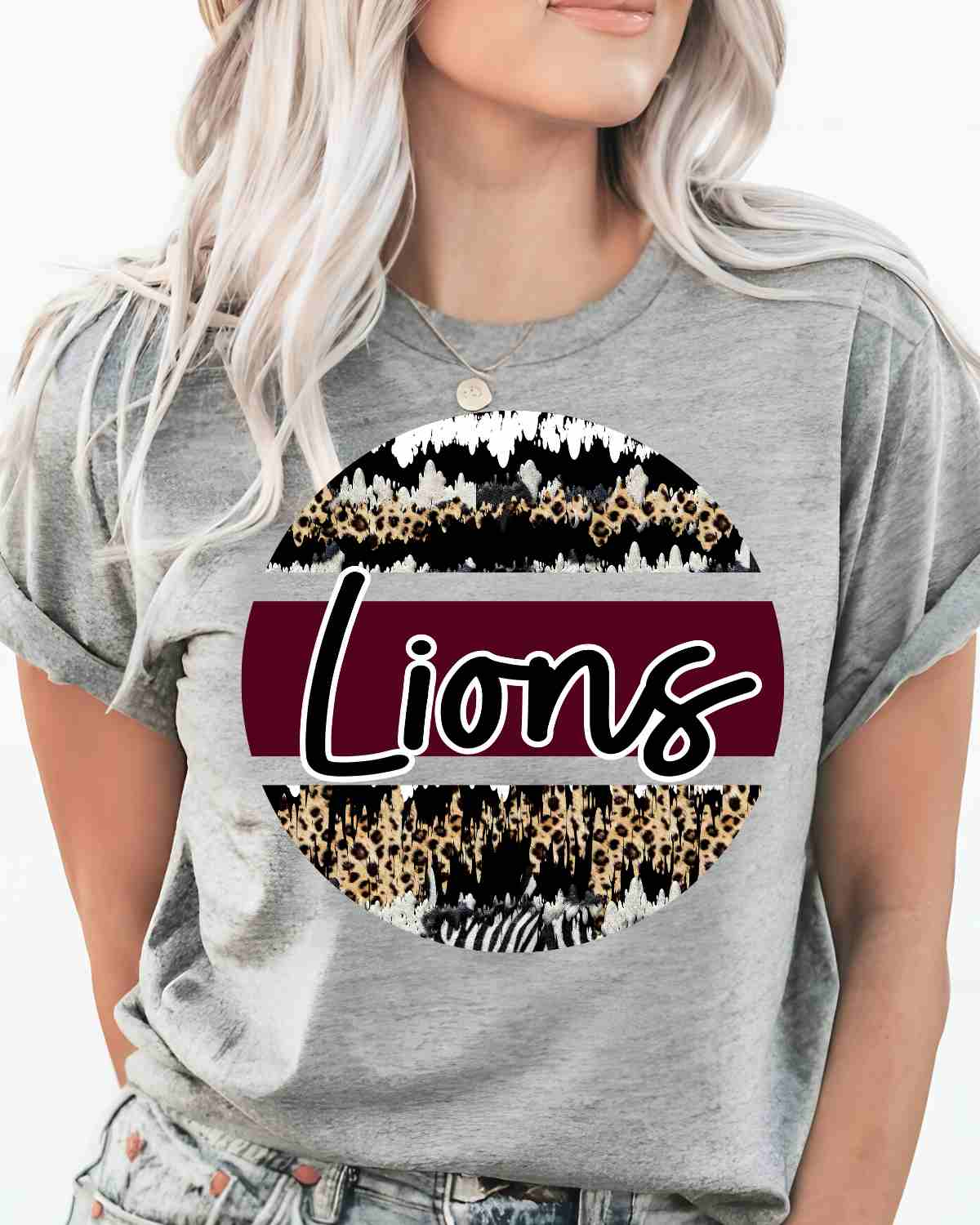 Lions Leopard Grunge Circle DTF Transfer