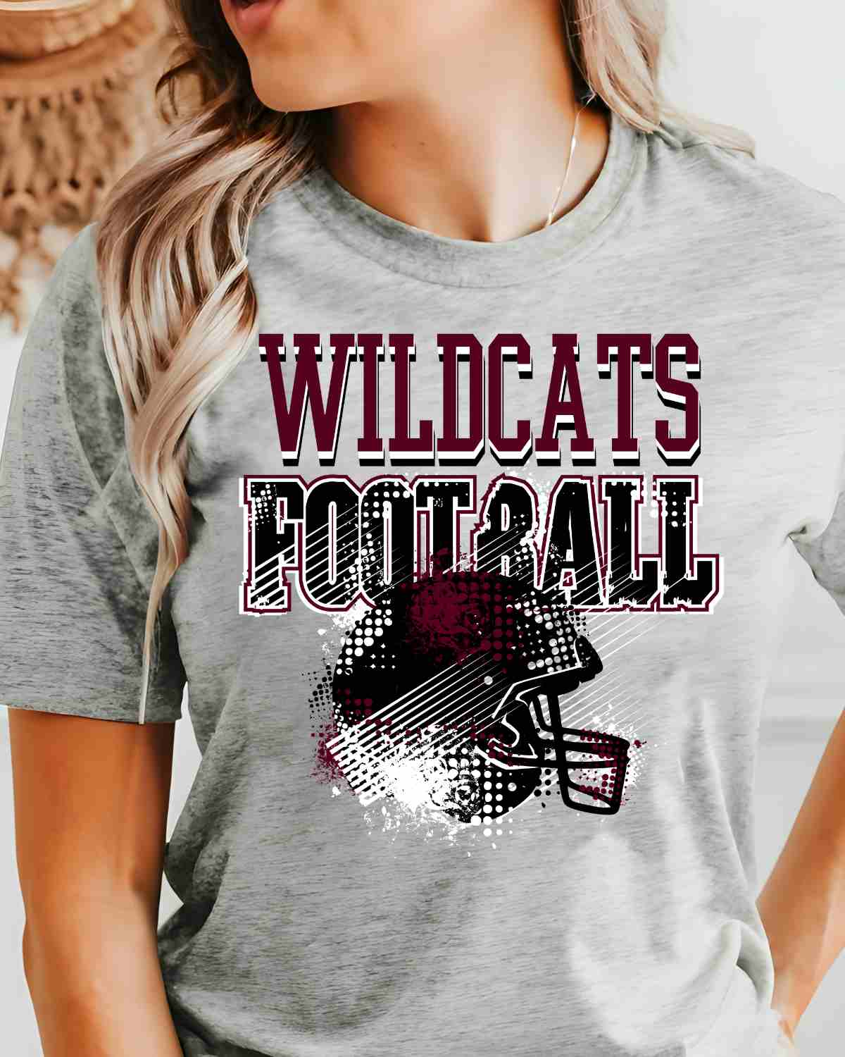 Wildcats Football Helmet Grunge DTF Transfer