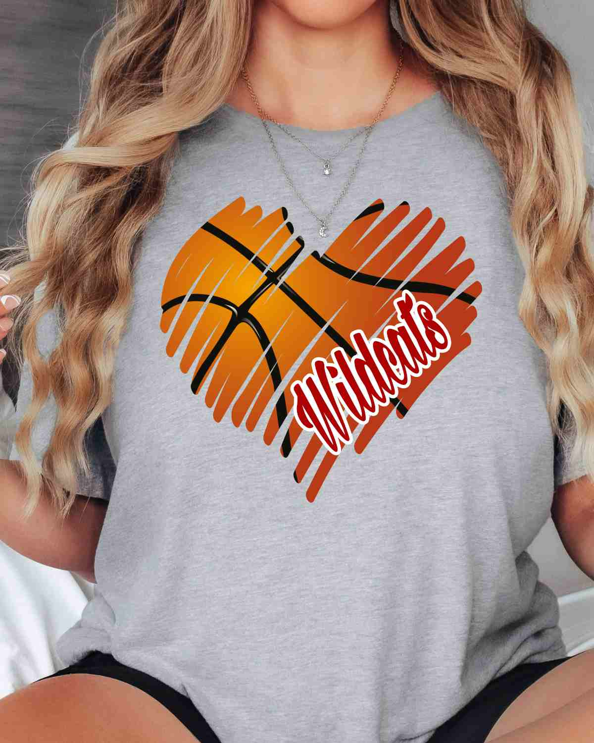 Wildcats Basketball Scribble Heart DTF Transfer