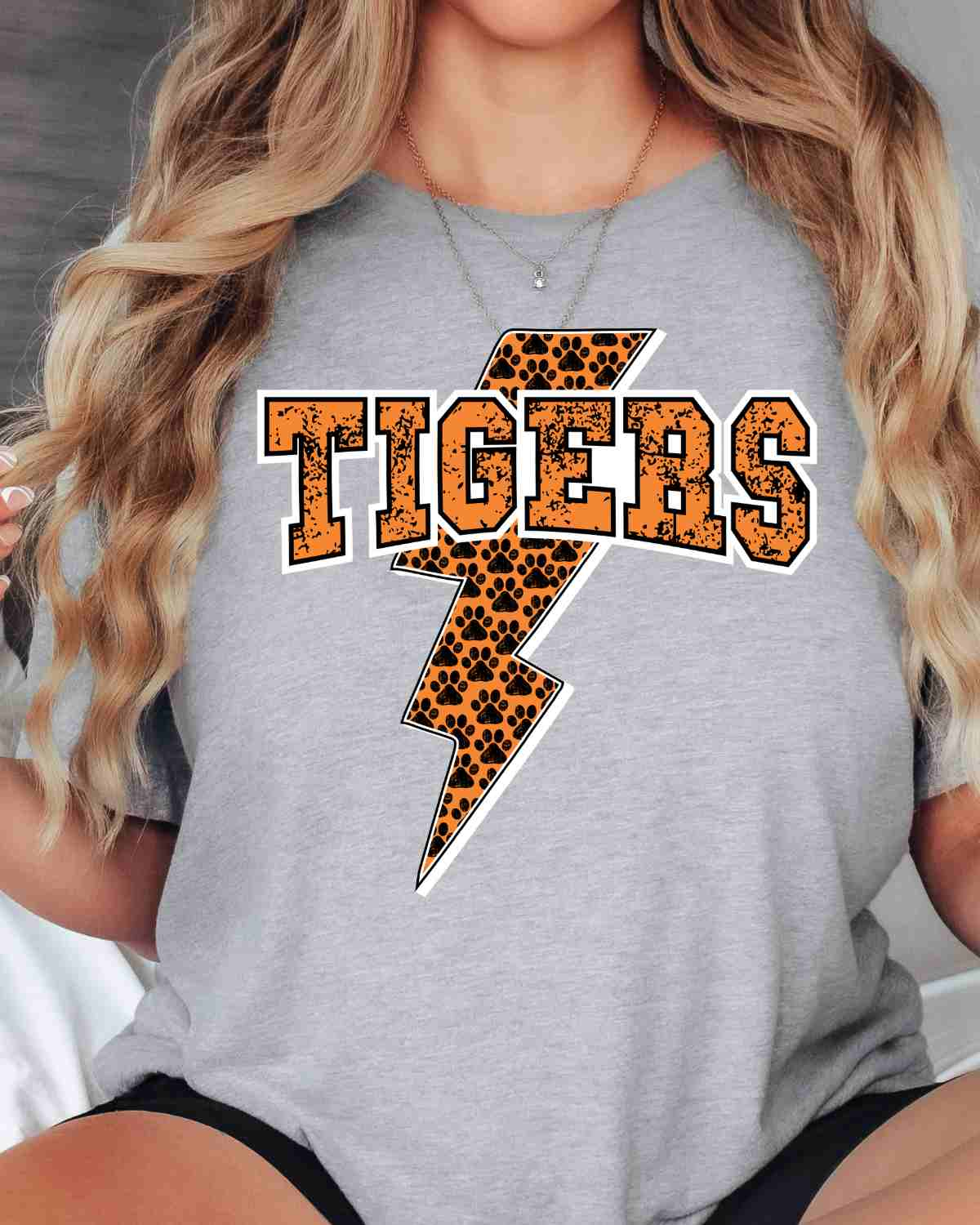 Tigers Bolt Paws Distressed DTF Transfer