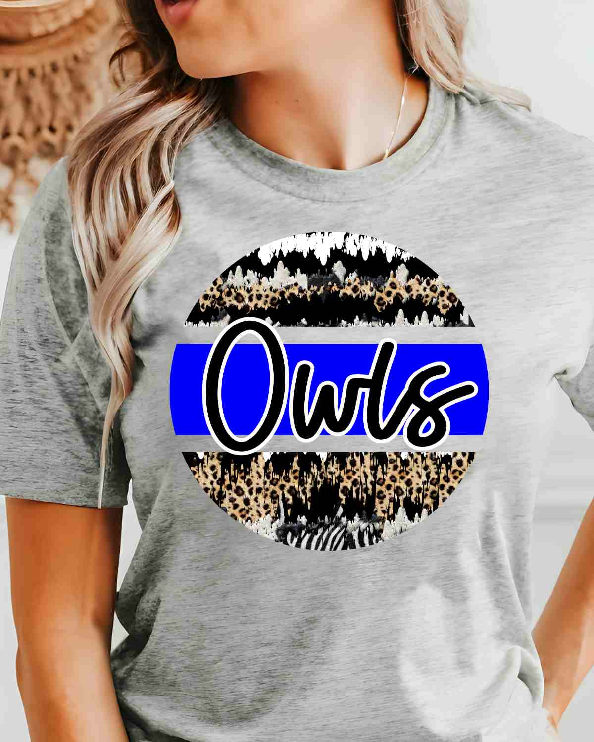 Owls Leopard Grunge Circle DTF Transfer