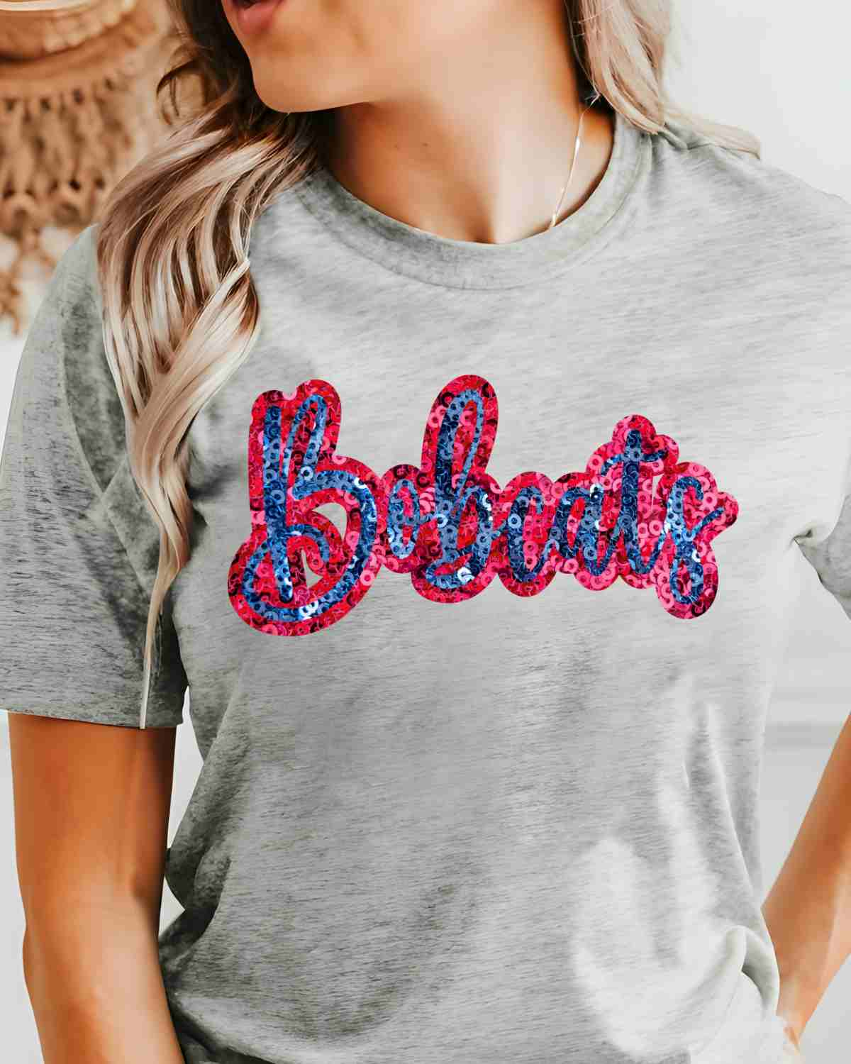 Bobcats Faux Sequin Word DTF Transfer