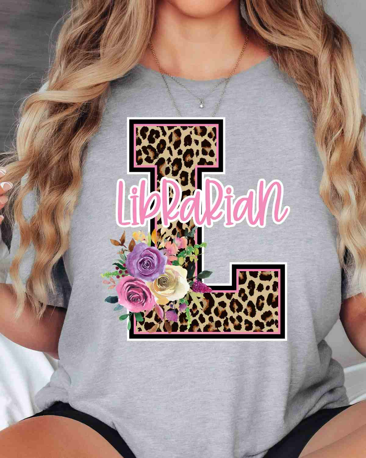 Leopard Librarian Floral DTF Transfer