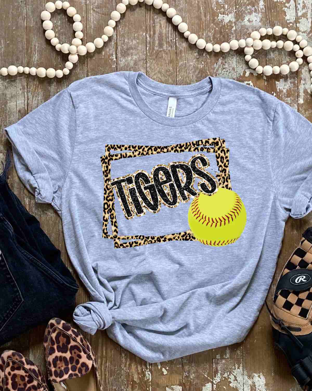 Tigers Softball Leopard Border DTF Transfer