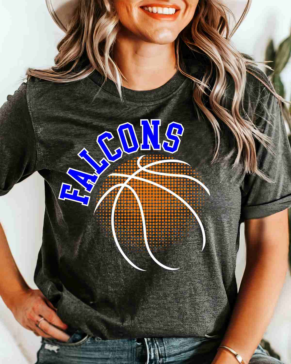 Falcons Basketball Halftone Ball DTF Transfer