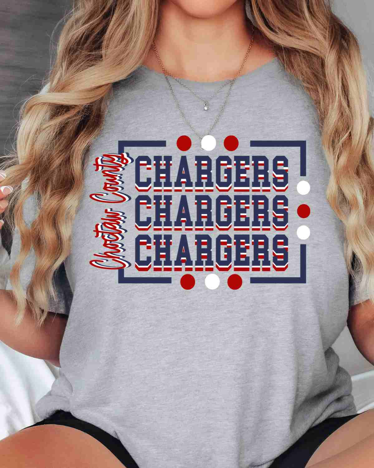 Choctaw County Chargers Rectangle with Dots DTF Transfer