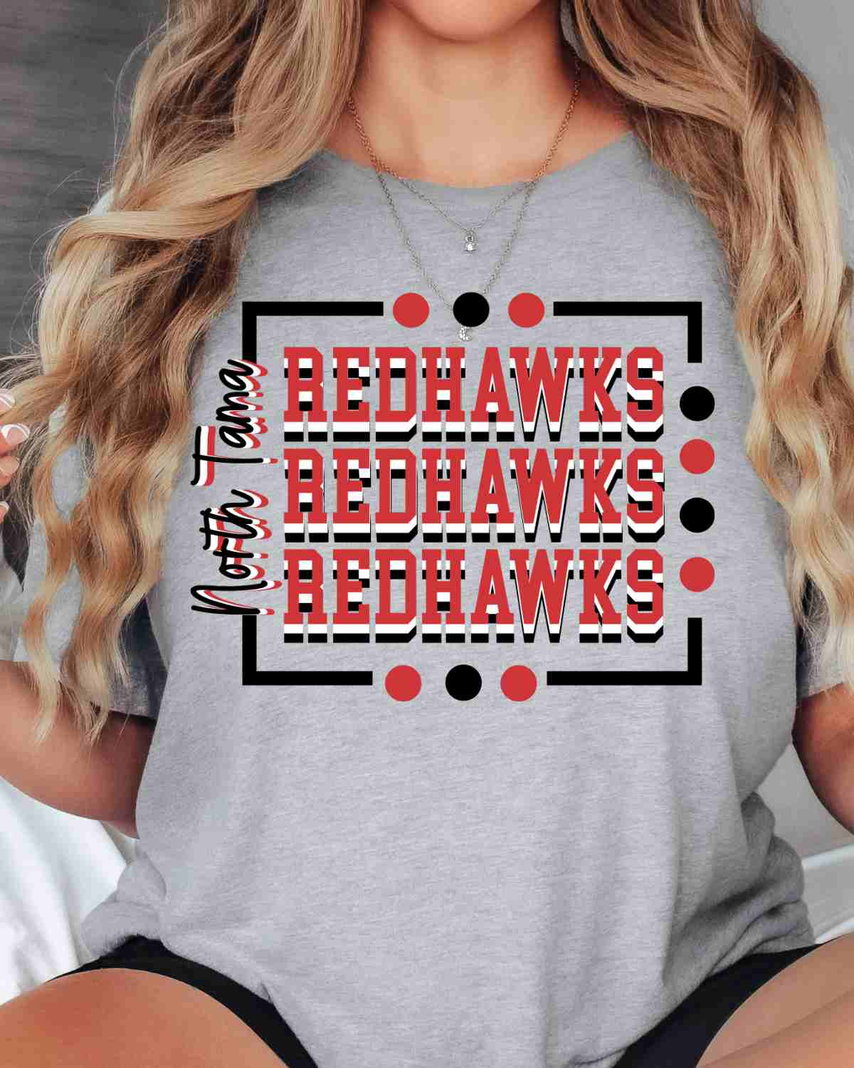 North Tama Redhawks Rectangle with Dots DTF Transfer