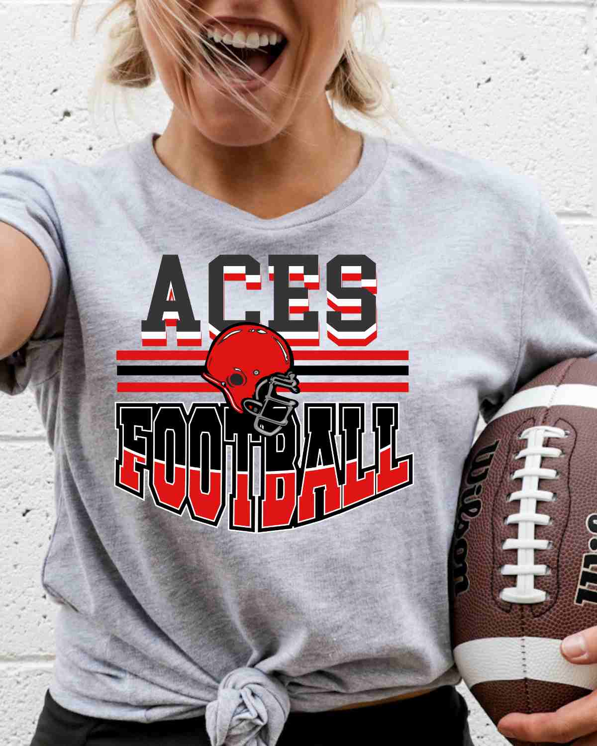 Aces Football Helmet in Middle DTF Transfer