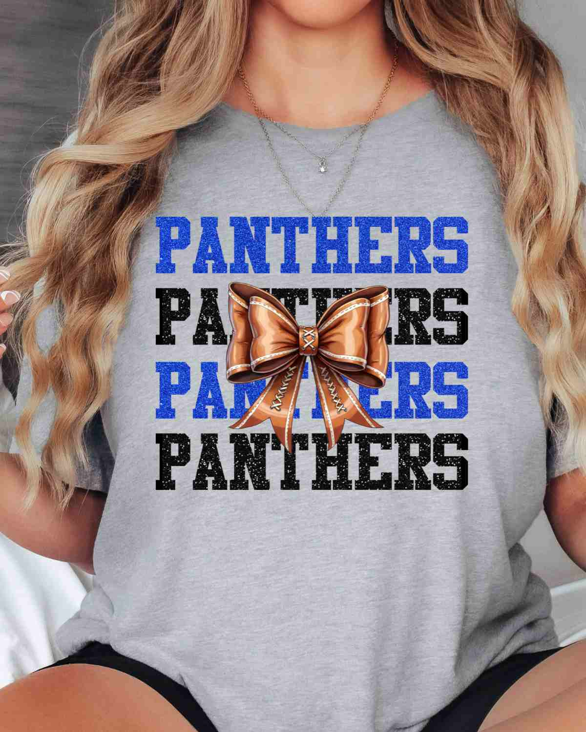 Panthers Football Coquette Bow DTF Transfer