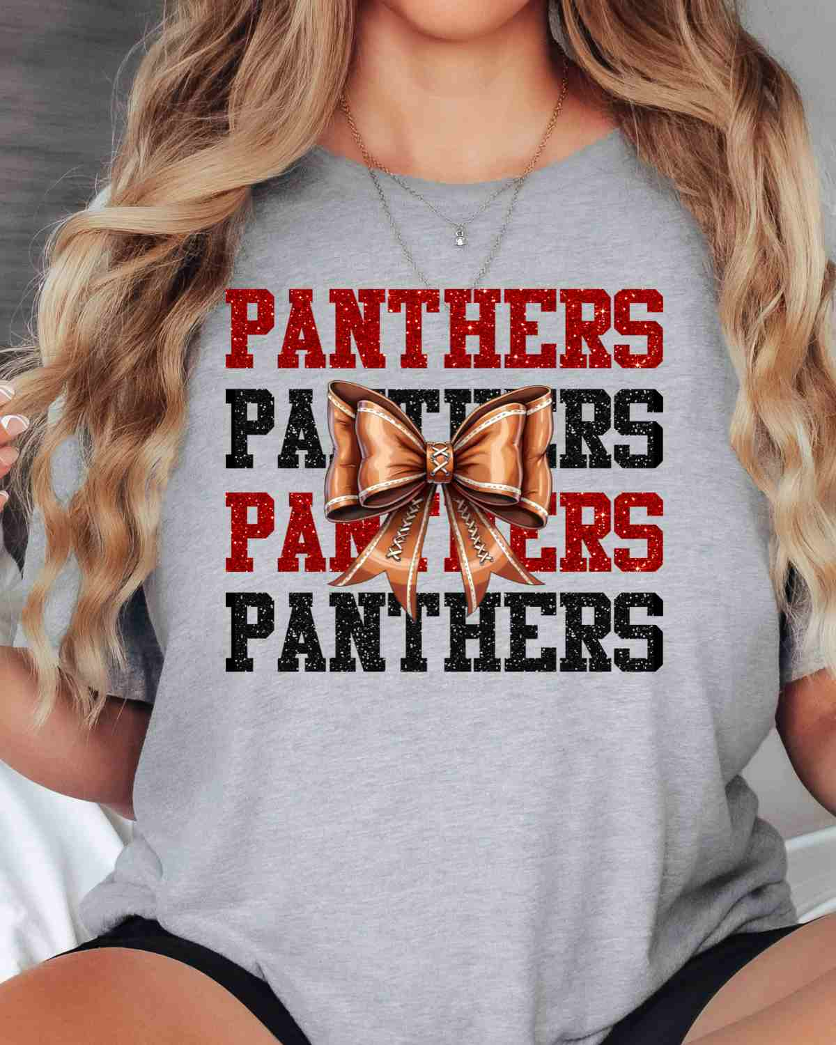 Panthers Football Coquette Bow DTF Transfer