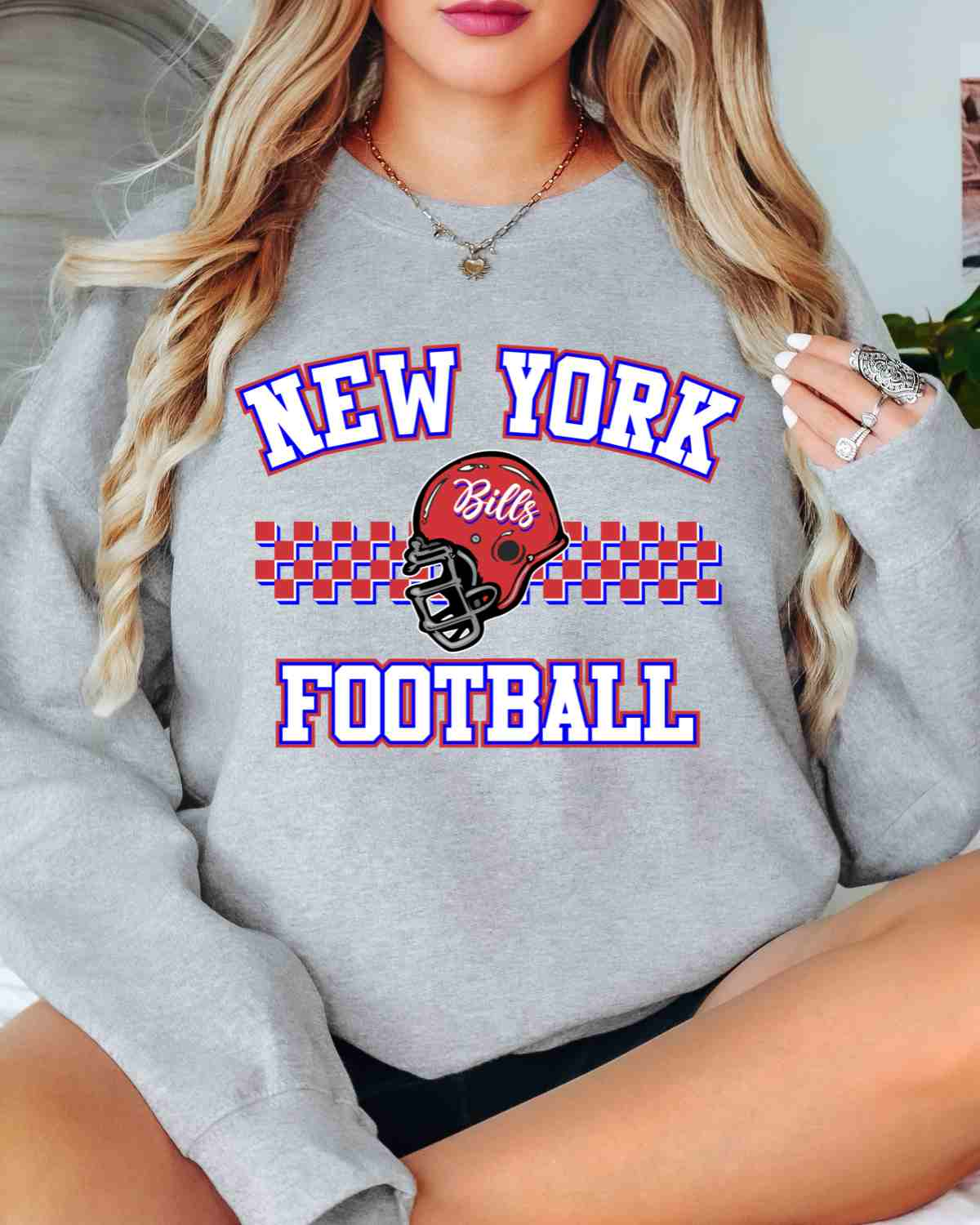 New York Football Checkered Helmet DTF Transfer