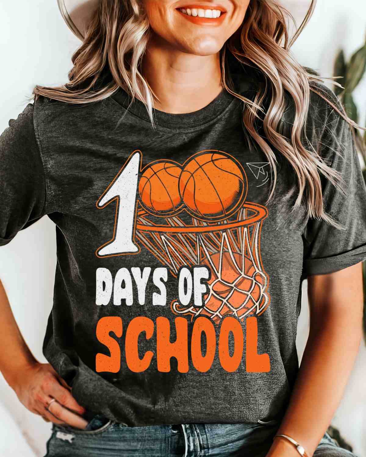 100 Days of School Basketball DTF Transfer