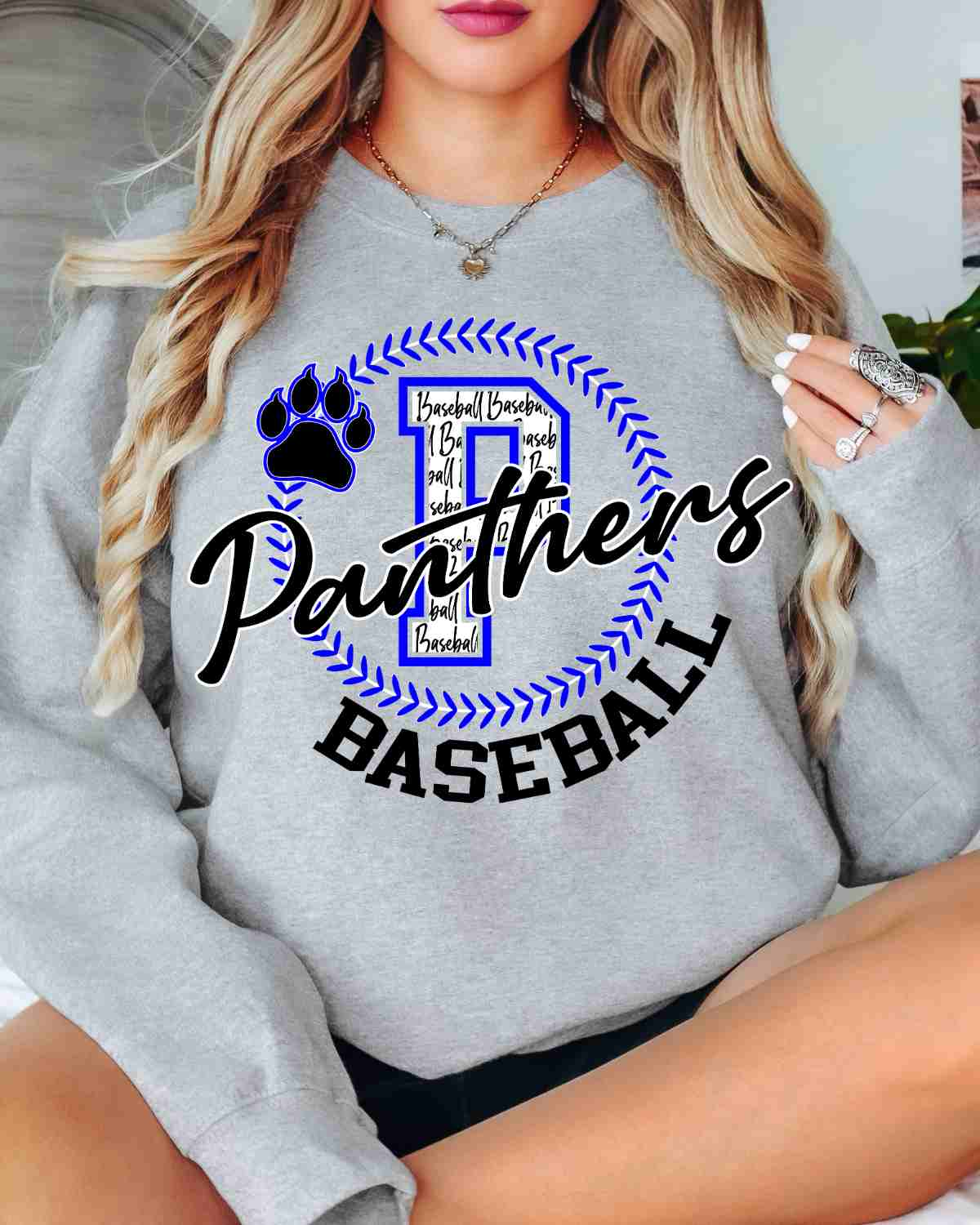 Panthers Baseball Lace Circle DTF Transfer