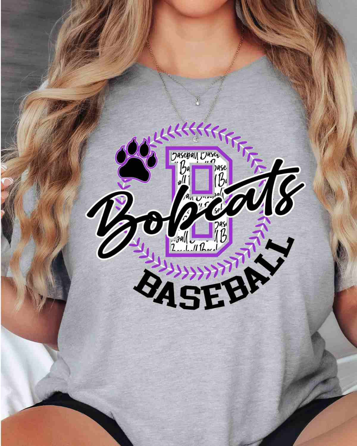 Bobcats Baseball Lace Circle DTF Transfer