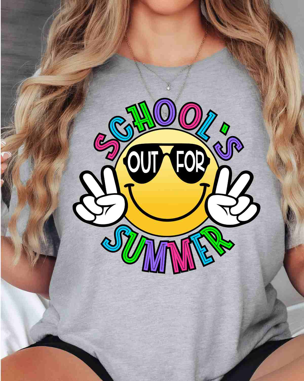 School's Out For Summer Smiley Face DTF Transfer