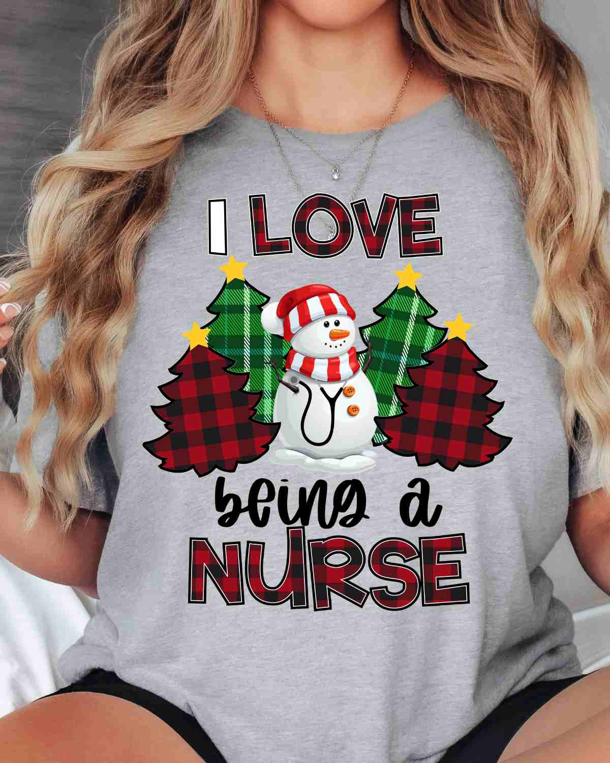 I Love Being A Nurse Snowman DTF Transfer