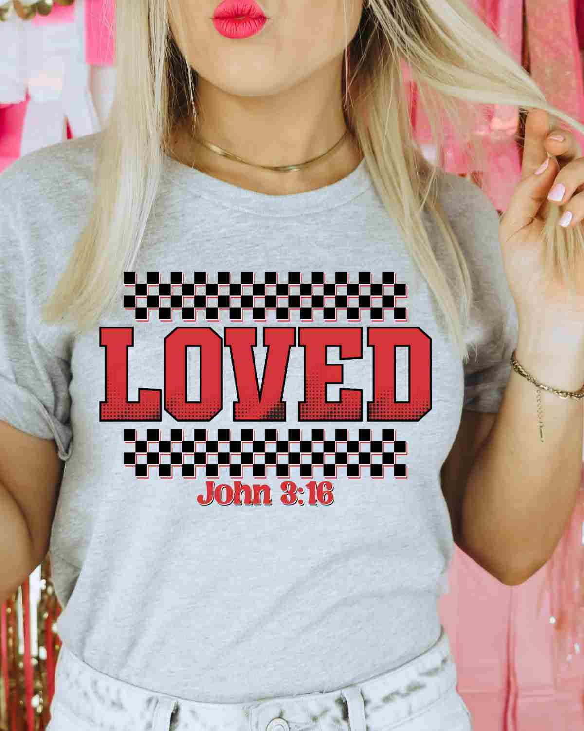 Love John 3:16 Checkered DTF Transfer