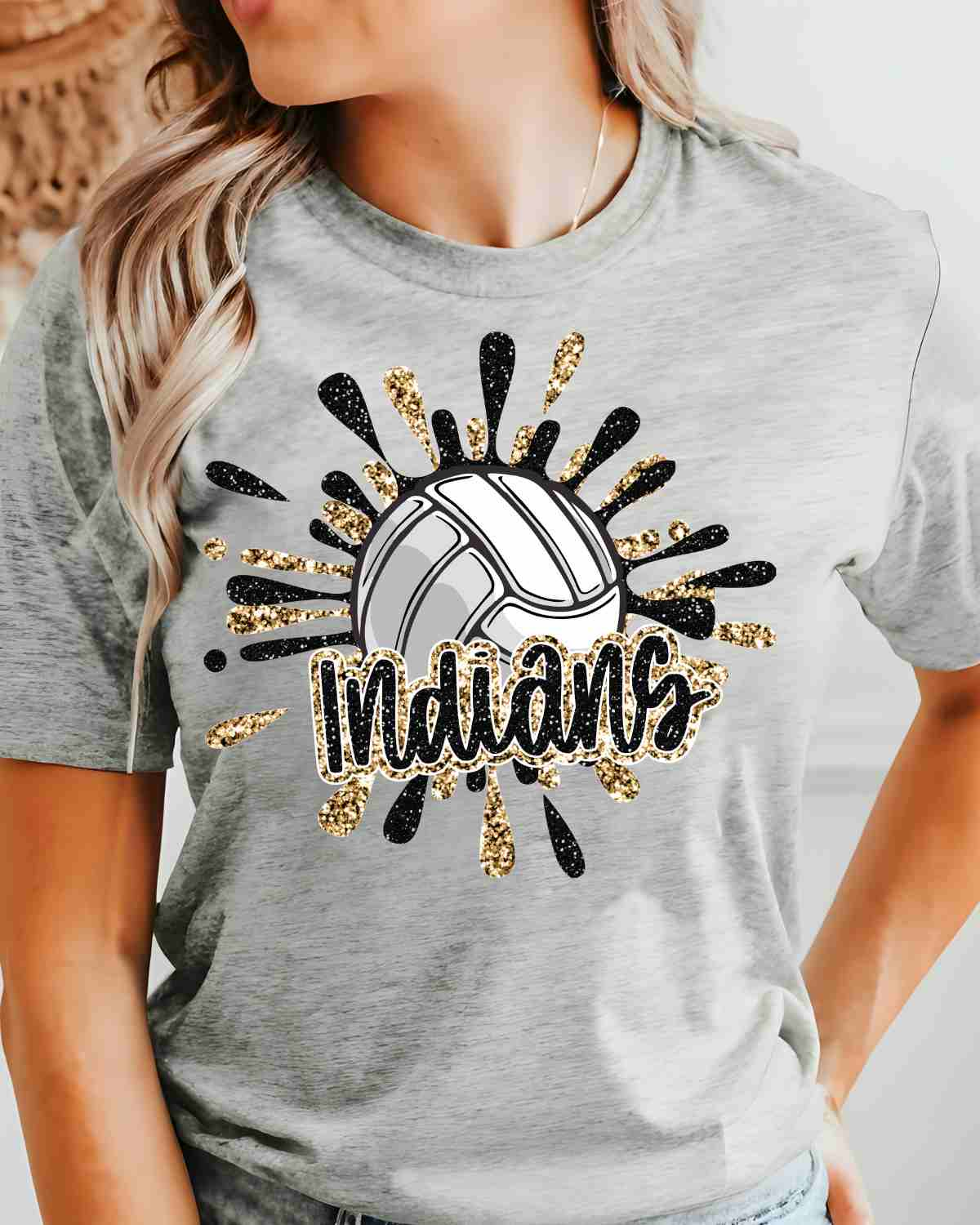 Indians Volleyball Splatter DTF Transfer