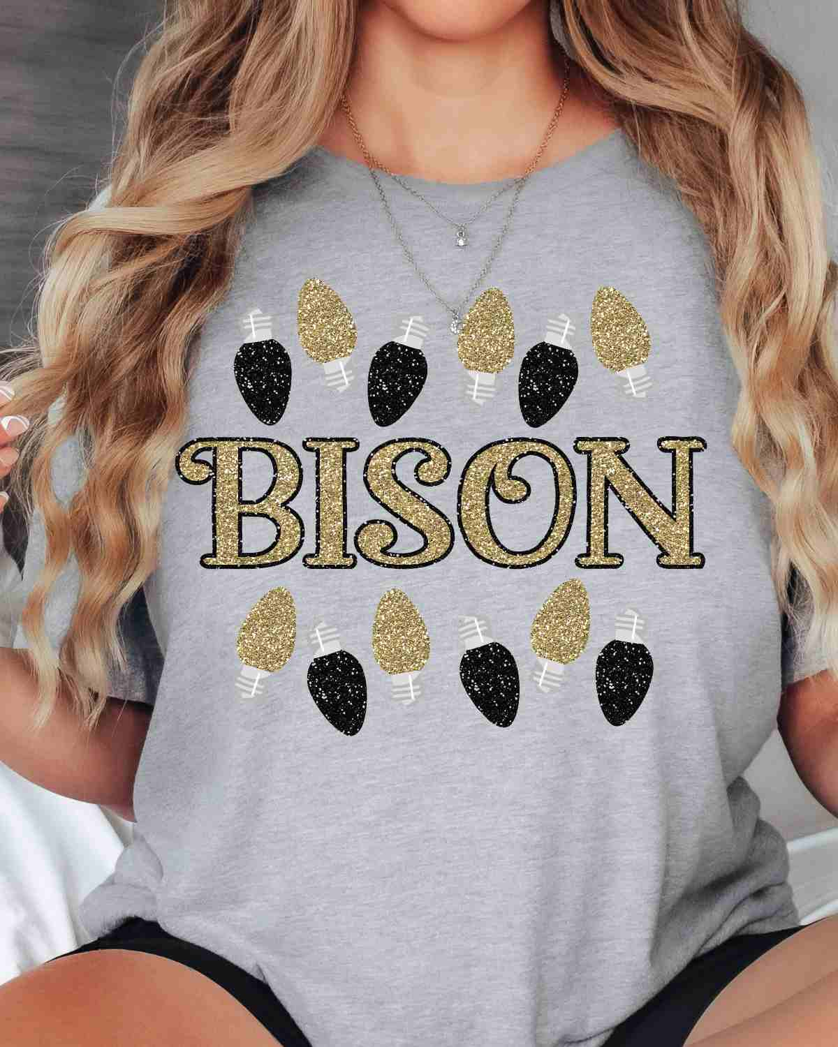 Bison Christmas Lights DTF Transfer