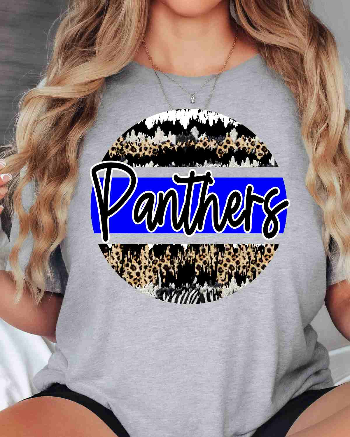 Panthers Leopard Grunge Circle DTF Transfer