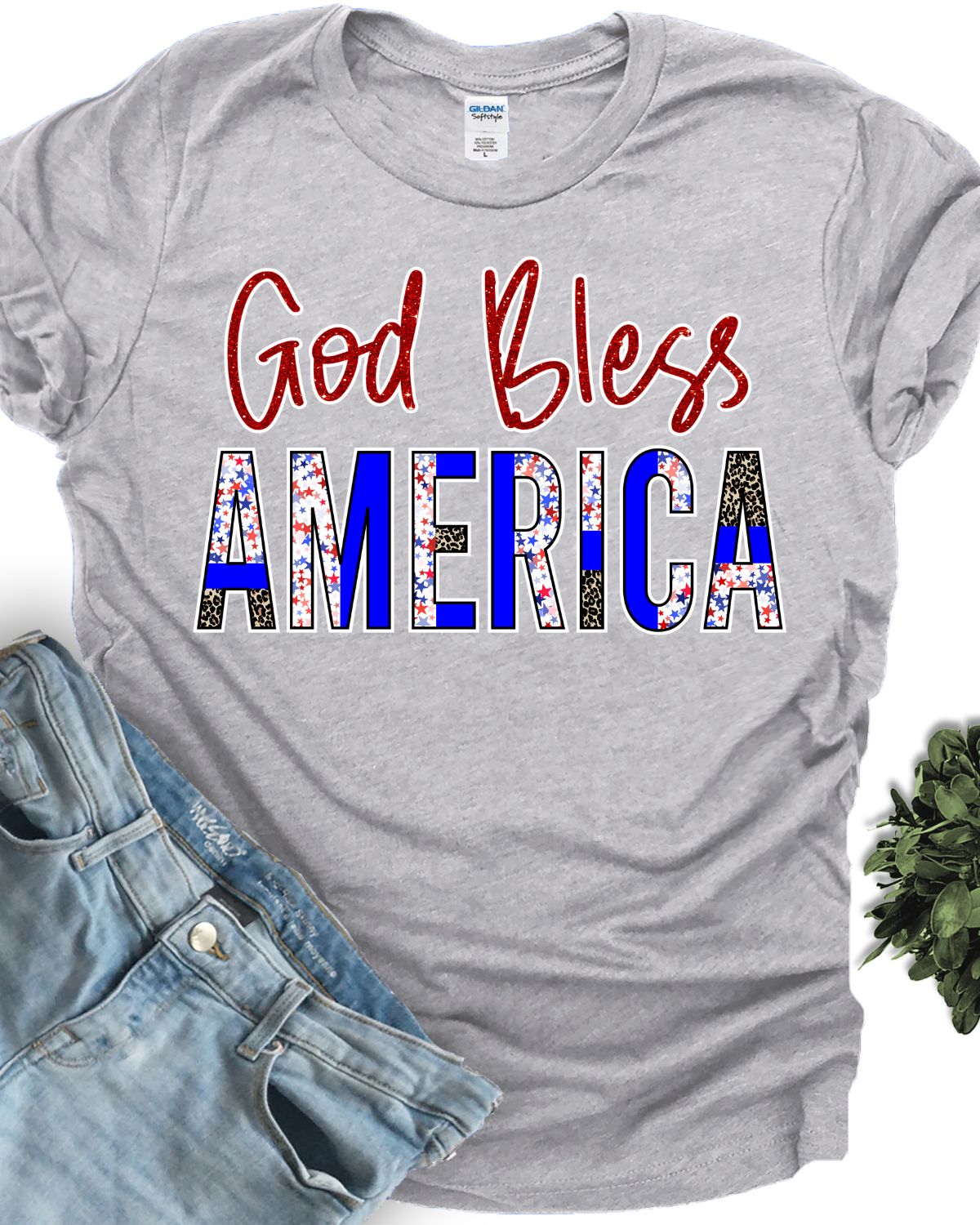 God Bless America Split Lettering Transfer