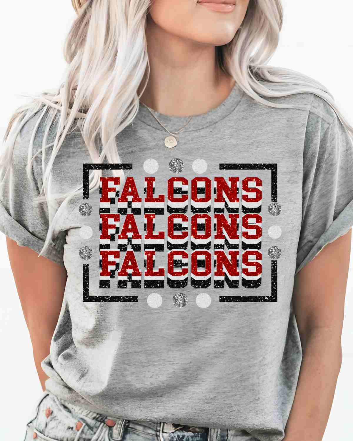 Falcons Rectangle with Dots DTF Transfer