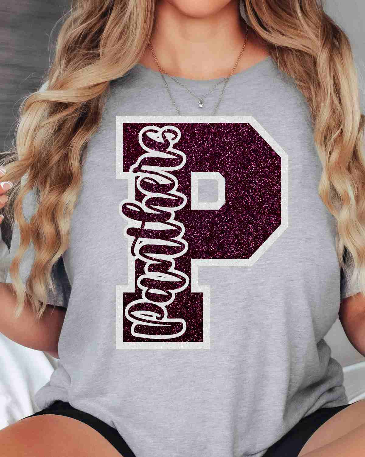 Panthers Glitter Letter DTF Transfer