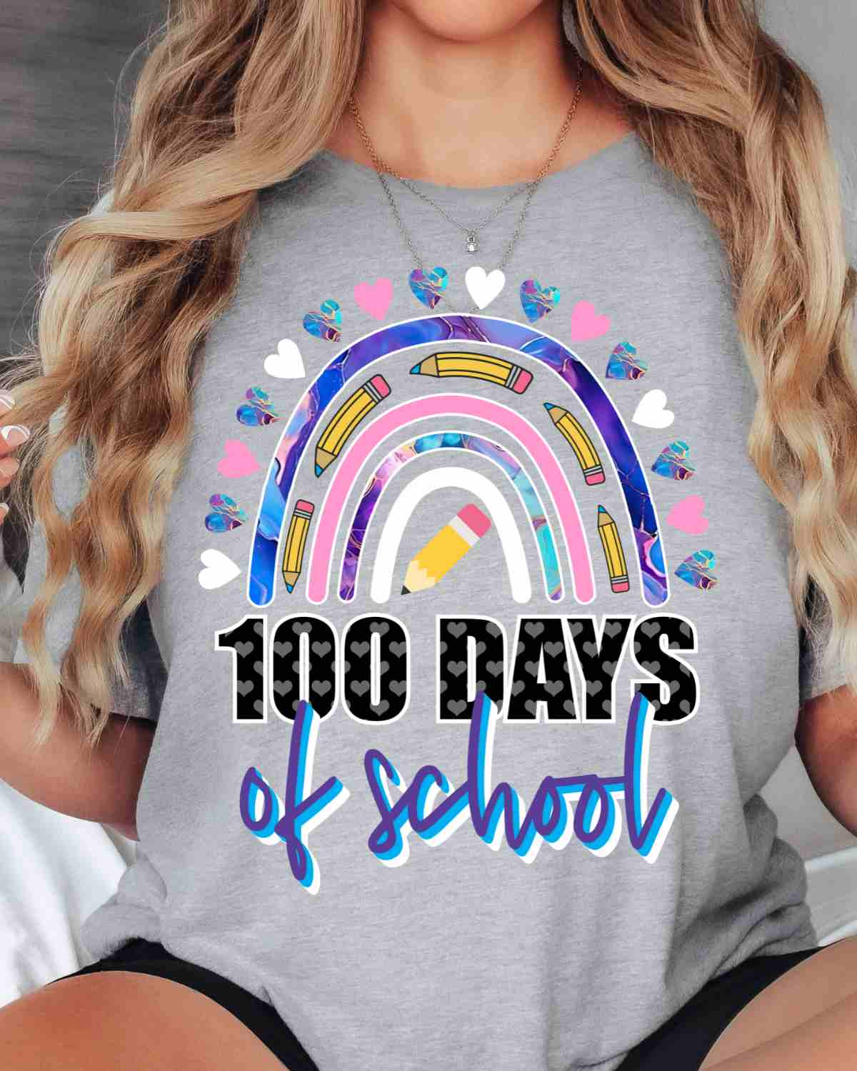 100 Days of School Rainbow with Pencils DTF Transfer