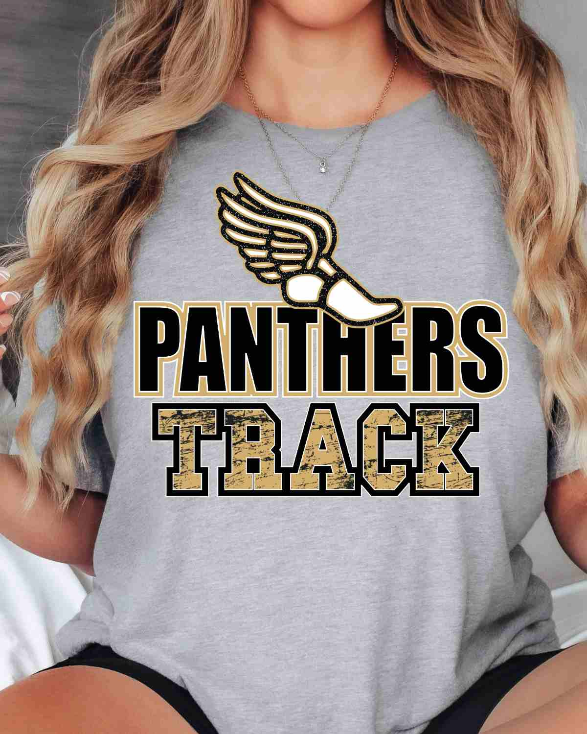 Panthers Track Grunge DTF Transfer