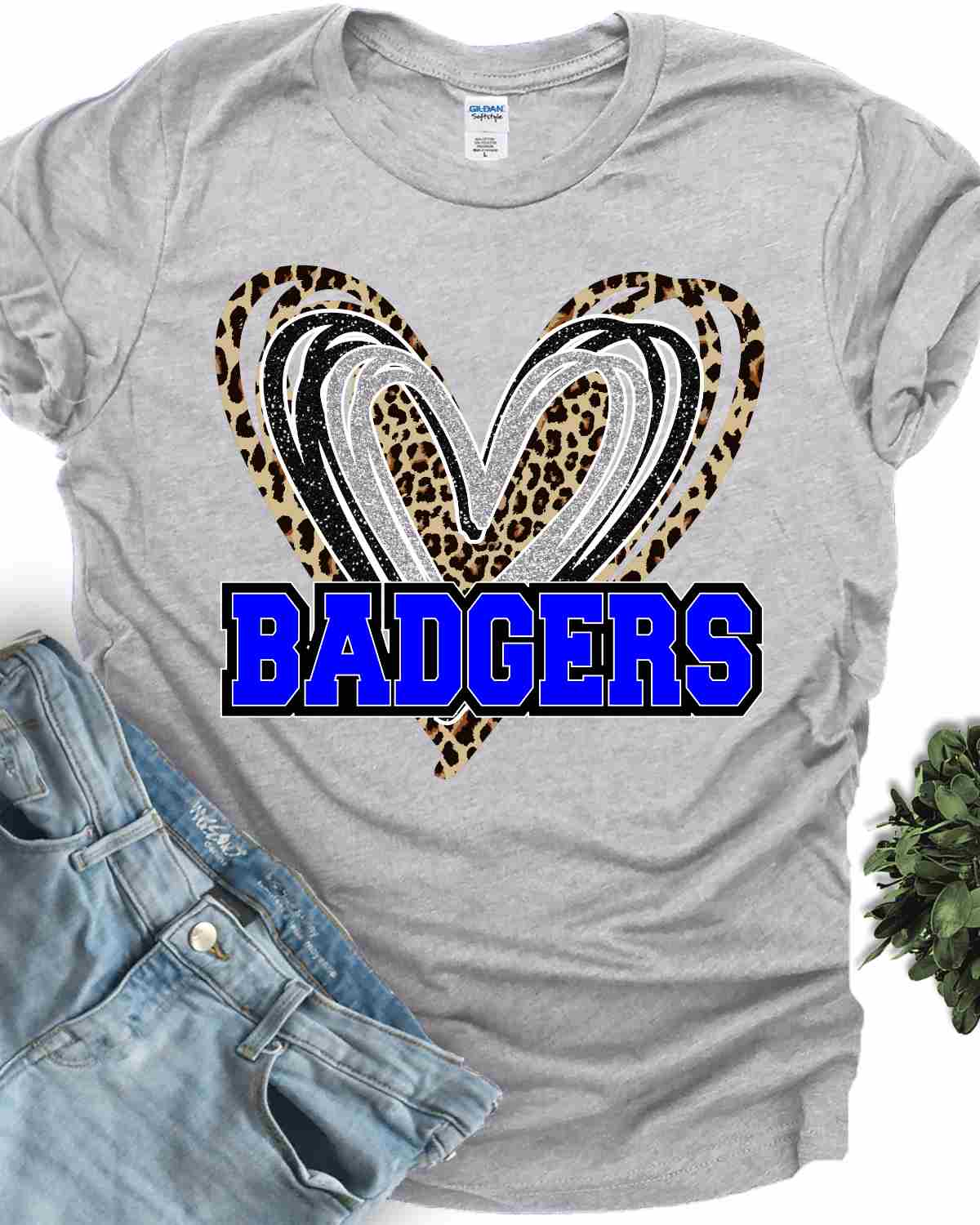 Badgers Triple Heart DTF Transfer