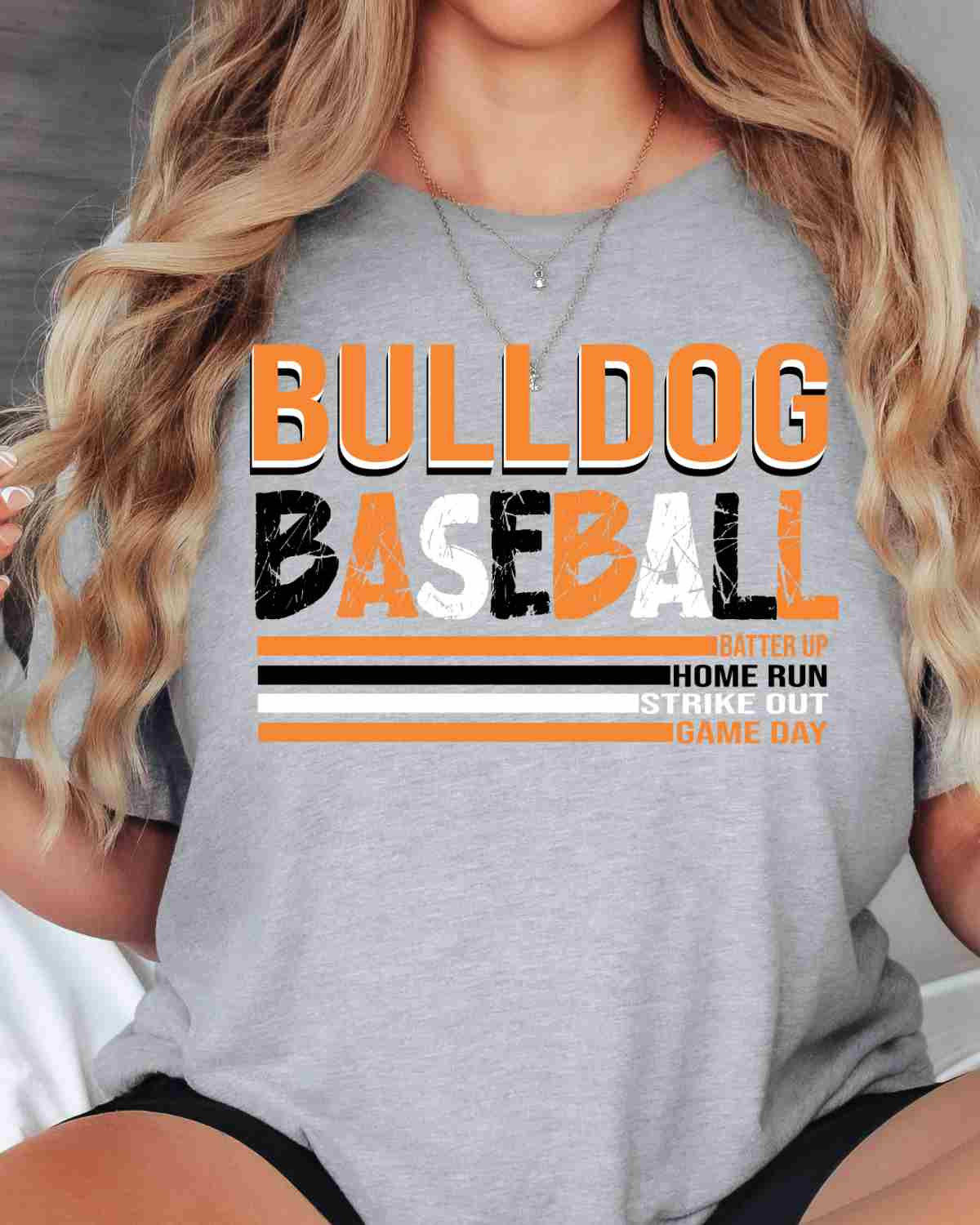 Bulldog Baseball with Stripes DTF Transfer