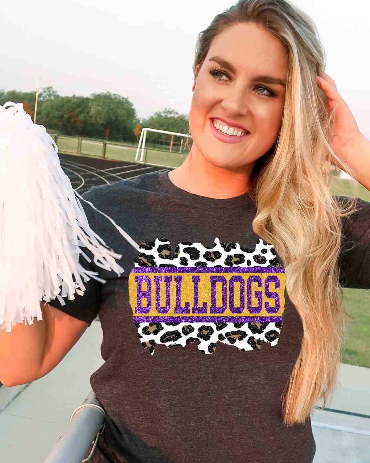 Bulldogs Leopard Glitter Swash DTF Transfer