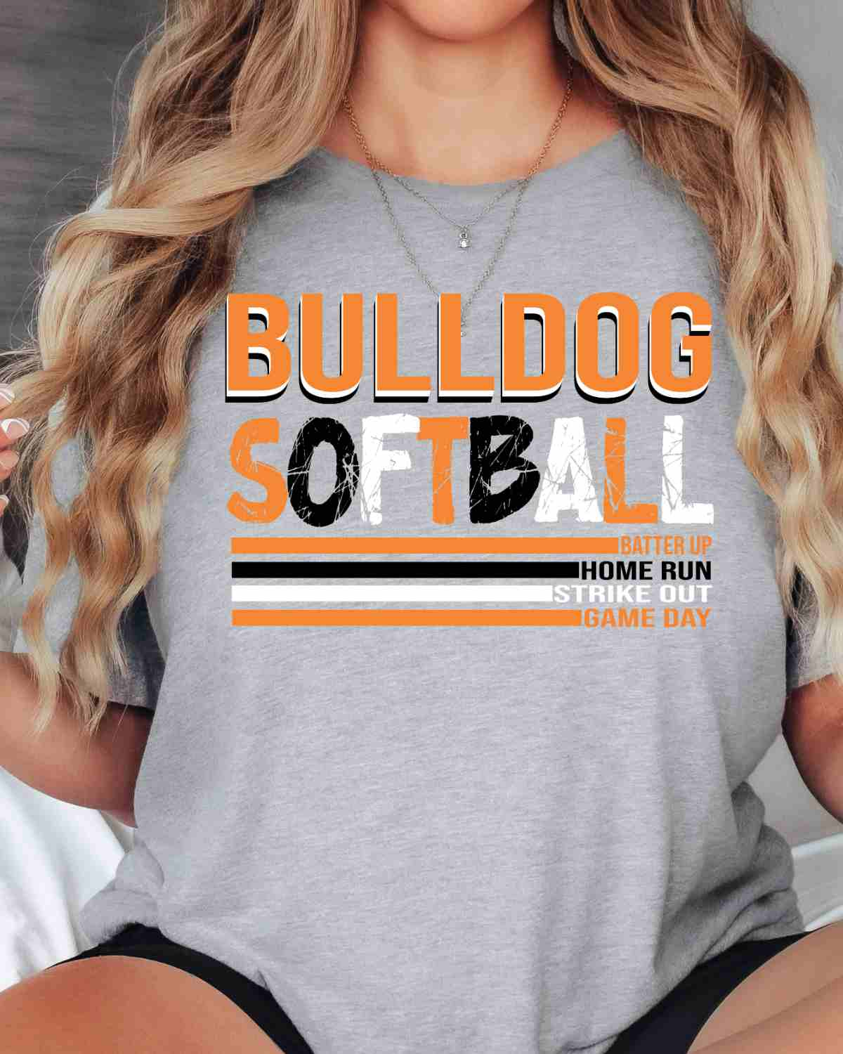 Bulldog Softball with Stripes DTF Transfer