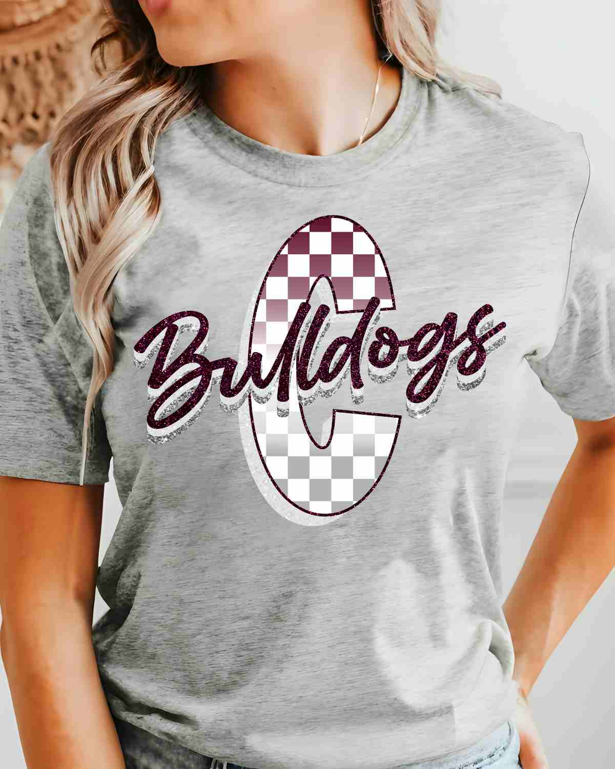 C Bulldogs Checkered Letter DTF Transfer