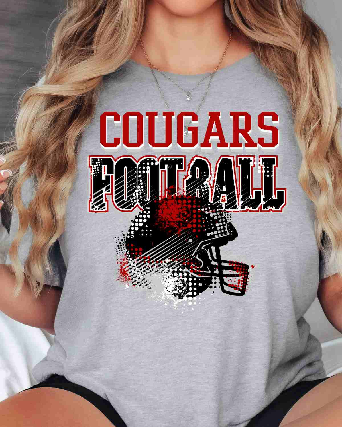 Cougars Football Grunge Helmet DTF Transfer