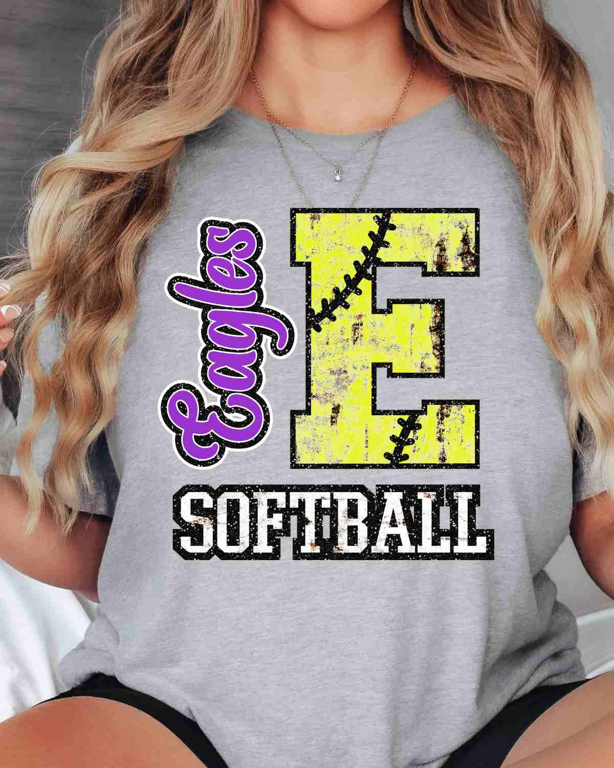 Eagles Softball Rusted Letter Transfer