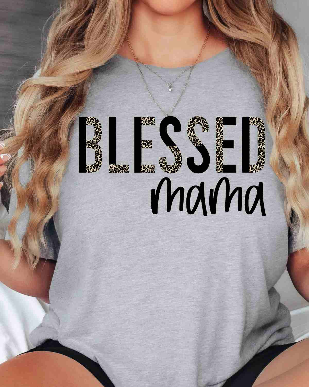 Blessed Mama Leopard Split Letters DTF Transfer