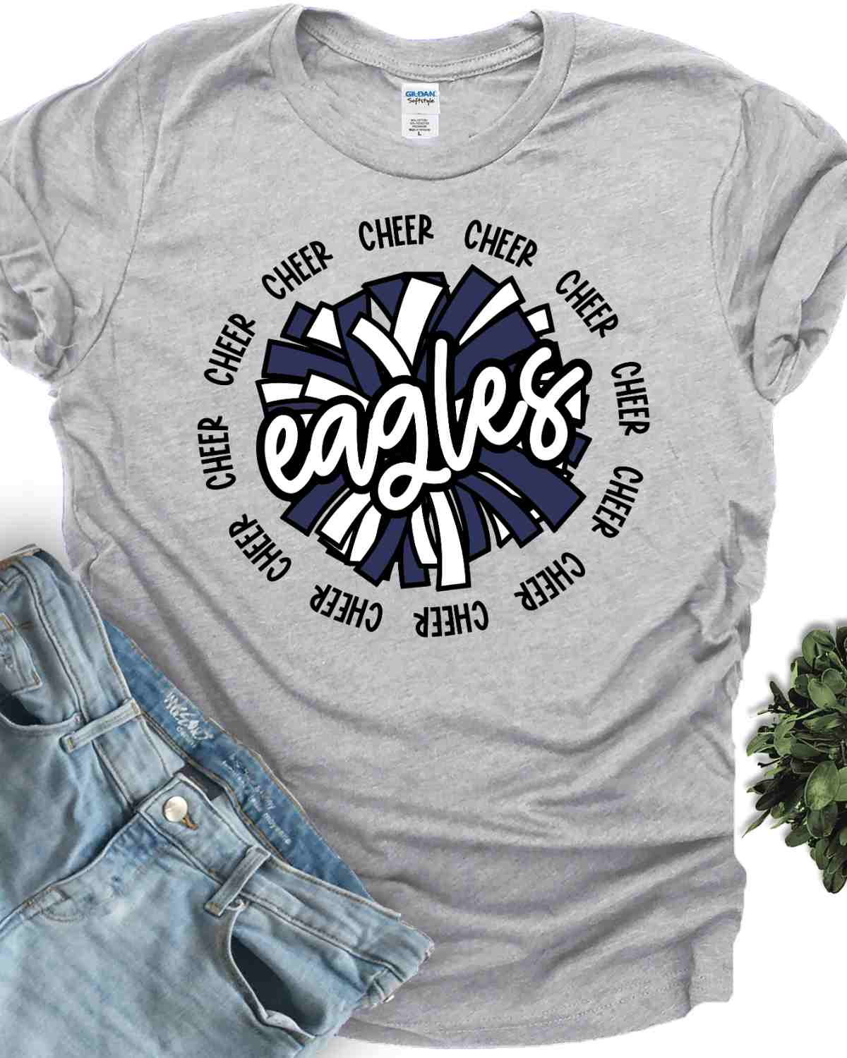 Eagles Cheer Pom Circle DTF Transfer, rusticgracecompany.com