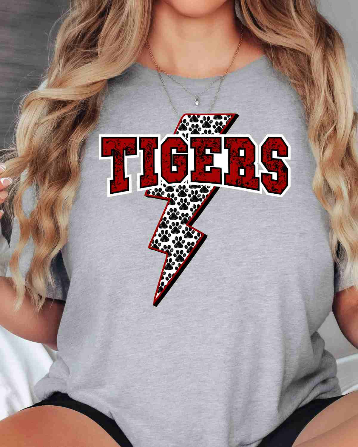 Tigers Bolt Paws Distressed DTF Transfer