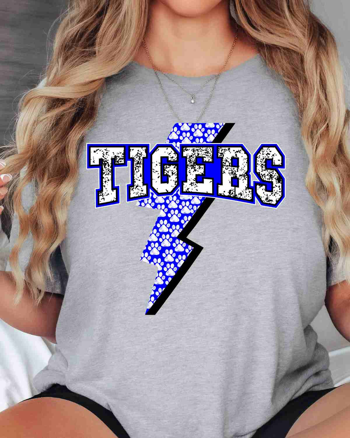 Tigers Bolt Paws Distressed DTF Transfer