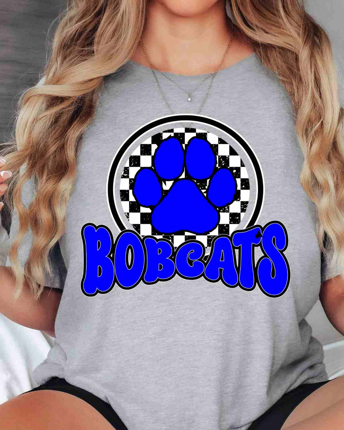 Bobcats Checkered Circle Paw DTF Transfer