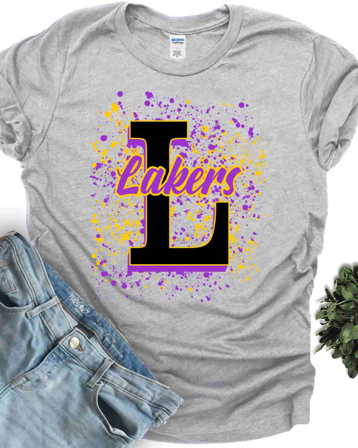 Lakers Letter Splatter DTF Transfer