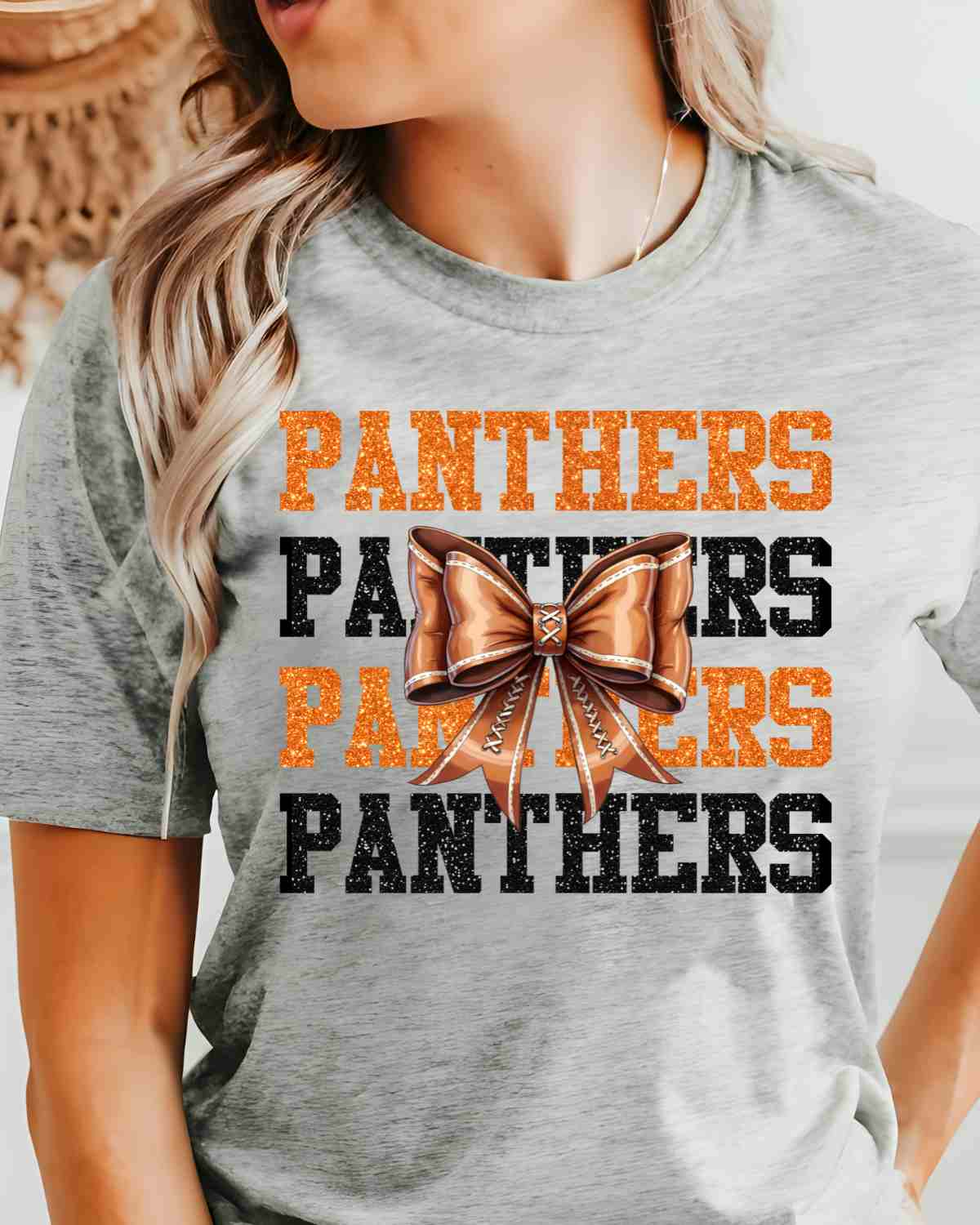 Panthers Football Coquette Bow DTF Transfer