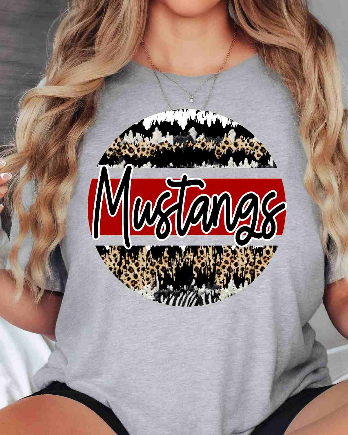 Mustangs Leopard Grunge Circle DTF Transfer